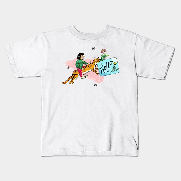 Hello! Kids T-Shirt by lindsaygrime